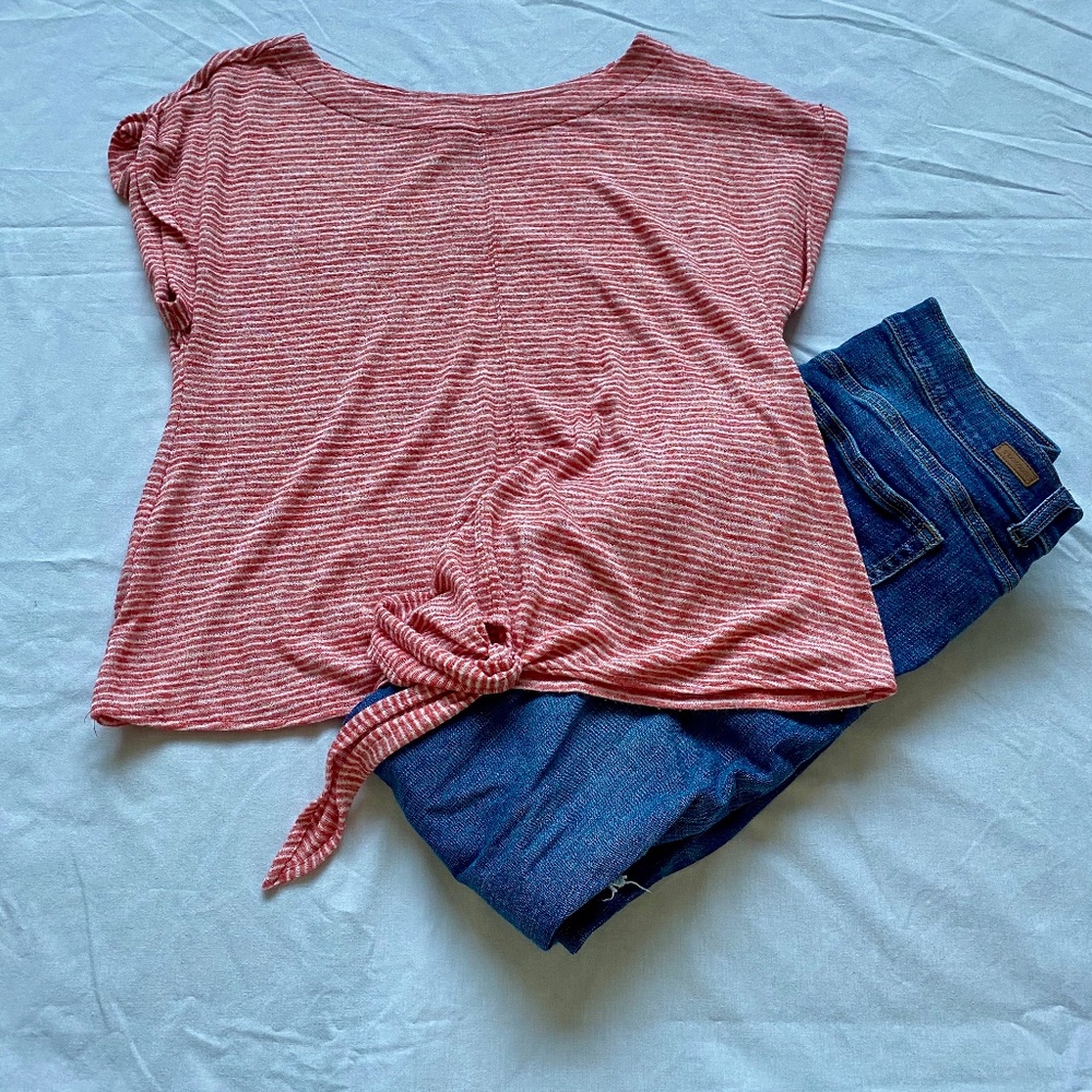 LOFT Striped Tee With Front Knot